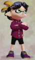 A male Inkling wearing the Plum Casuals.