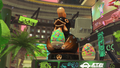 The Splatsville bird statue with colored eggs