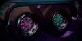 The team-colored hubcaps on the Squid Sisters' trucks.