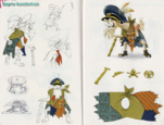 Concept art of Cap'n Cuttlefish, showing different ideas for his manhole in Inkopolis at the lower left.