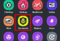 Official image highlighting the Tournament Manager button on the Splatnet 3 home screen