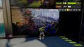 Moray Towers shown on a screen outside Inkopolis Tower.
