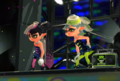 The Squid Sisters singing during the final boss of Splatoon 2
