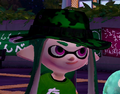 Close-up of an Inkling girl wearing the Jungle Hat.