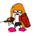 A drawing of an Inkling Girl (Orange) from WarioWare Gold