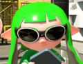 Closeup of an Inkling girl wearing the Double Egg Shades.