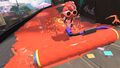 An Octoling with a Splat Roller.