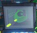 A Sanitized Octoball playing a Game Boy Color found in Octo Expansion.