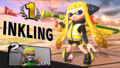 A victory screen using the Agent 3 costume with a Roller in Super Smash Bros Ultimate.