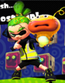 Male Agent 3 posing with a retrieved Zapfish at the end of a mission.