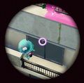 A jellyfish dancing on a balcony next to one of Flounder Heights' spawn points