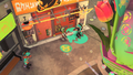 Decorations on the ground outside Grizzco in Inkopolis Plaza