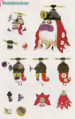 Splatoon concept art of Octocopters, Octobombers, and what may be an Octoball seen from the back.
