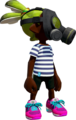 Another Inkling boy wearing the Gas Mask, from the side.