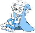 Official art of an Inkling wearing the SQUID GIRL Gear.