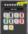 A menu for customizing the locker set to a tab for choosing the locker color