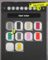 A menu for customizing the locker set to a tab for choosing the locker color