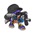 Unused early version of the E-liter 4K Scope's Tableturf Battle card. In it, the Inkling's Button-Clown Shirt is miscolored