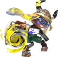 3D art of an Inkling wielding the Sloshing Machine with transparent background