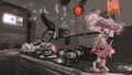 Agent 8 equipped with a roller in combat with small-size Jelletons