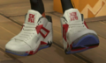 A closeup of the Red & White Squidkid V, showing a view of the soles.