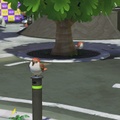 Two sparrows seen near the Inkopolis Plaza Grizzco building.
