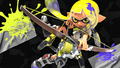 A promo image for Splatoon 3 featuring the Tri-Stringer.