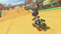 A GIF of an Inkling Boy in Excitebike Arena