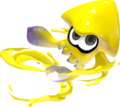 A yellow Inkling in squid form