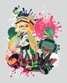Official art of a female Inkling holding a Slosher.