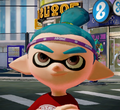 Closeup of a male Inkling wearing the Soccer Headband.