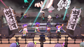 Players aboard the Giam Clam Stage during the first half of Past vs. Present vs. Future, as Off the Hook performs