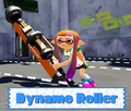 An Inkling Girl at the ready with an early version of the Dynamo Roller.