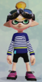 A male Inkling wearing the Navy Striped LS.