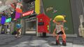 Promotional image of an Inkling facing the Splatsville mailbox.