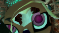 The eyes of an enemy Octoling. The eye and eyebrow shape indicates that the playable Octoling models are reused for the enemy Octolings.