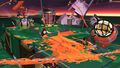 Image, displaying the stage's upper level mid-Wave, where several Lesser Salmonids approach a player atop a ride rail.