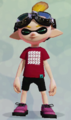 A male Inkling wearing the Red Vector Tee.