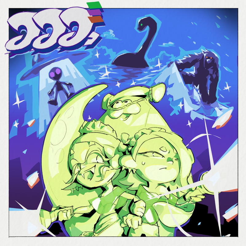 File:S3 Splatfest artwork Nessie vs Aliens vs Bigfoot square.png ...
