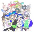 Mask in artwork drawn by the art director of Splatoon.