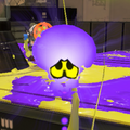 A playable Octoling's ghost after being splatted in Splatoon 3; note the different eye color than Splatoon 2's ghost.