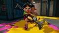 An Inkling girl running with the Sploosh-o-matic.