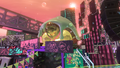 The Inkopolis Square turtle statue decorated for SpringFest