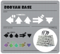 The logo and a shopping bag for Booyah Base, from The Art of Splatoon