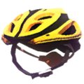 An icon of a yellow-orange Bike Helmet found in Super Mario Maker.