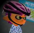 Close-up of a male Inkling wearing the Bike Helmet.