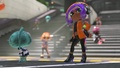 An Octoling wearing the complete gear set from the Marina (Side Order) amiibo