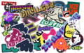 A photo featuring different forms of graffiti from Splatoon 2.