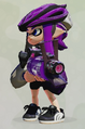 An Inkling girl wearing the Black Seahorses, holding a .52 Gal.