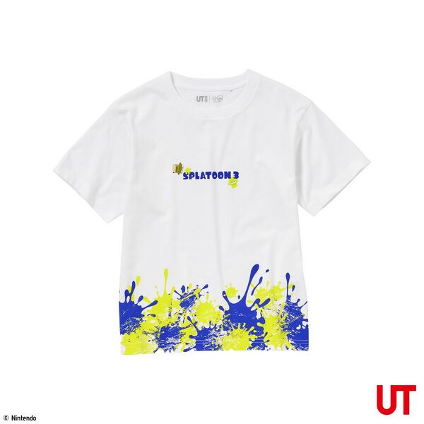 File:Splatoon 3 yellow and blue ink splash Uniqlo kids T-Shirt.jpg